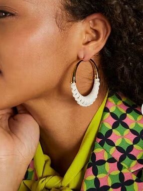 KATE SPADE Bohemia Leather  Wrapped Hoop Earrings NWT